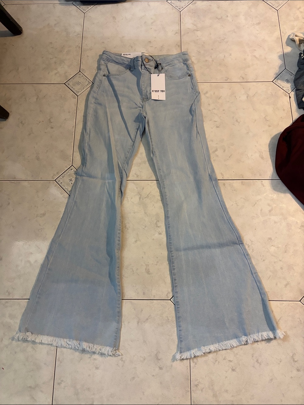 Light Blue High-Rise Flared Jeans